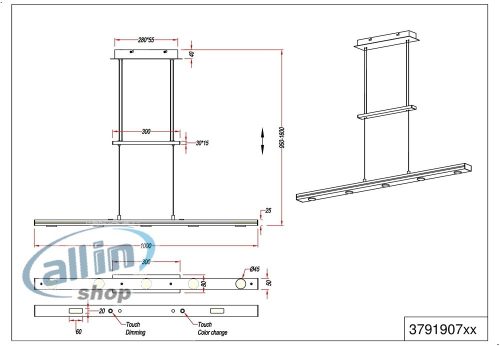 Trio 379190707 Többágú függeszték LACAL matt nikkel fém 7 x SMD, 3,5W, 3000 + 5000K