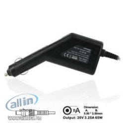   Whitenergy autótápegység 20V / 3.25A 65W csatlakozó 5.5x2.5mm