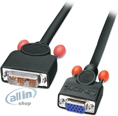 Lindy 5m DVI-VGA adapterkábel DVI-A dugó-VGA-aljzat fekete