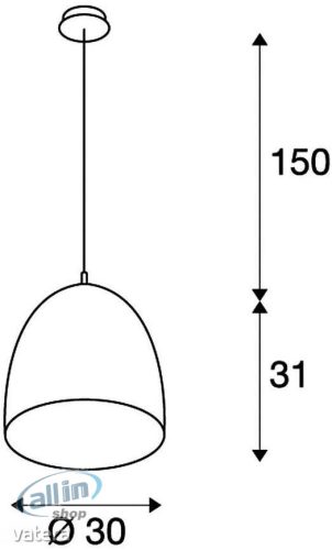 SLV 133019  PARA CONE  30 cm vörösréz színű alumínium-acél anyagú E27 függeszték 
