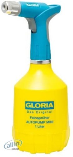 GLORIA AutoPump Mini, 1 liter, akkumulátorral működő finom permetezőgép, sárga, kék