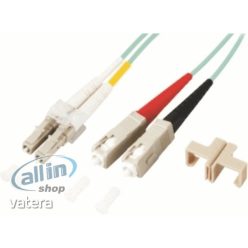   M-cab 7003312 OM3 duplex áthidaló kábel LC-SC csatlakozókkal 50 / 125 MJU / LSZH Száloptikás 10 m Aqua Blue