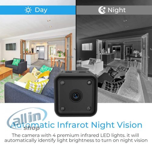 Mini megfigyelő kamera, 1080P HD Hosszú akkumulátor üzemidő,Videohívás,IR éjszakai látás