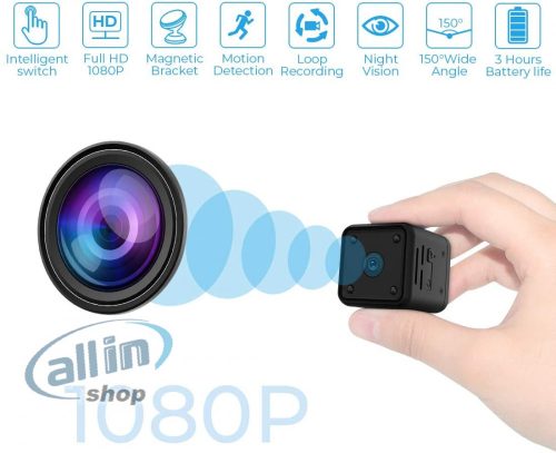 Mini megfigyelő kamera, 1080P HD Hosszú akkumulátor üzemidő,Videohívás,IR éjszakai látás