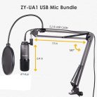 ZINGYOU ZY-UA1 kondenzátor USB-mikrofon Kit podcasting, játékokhoz, YouTube streameléshez