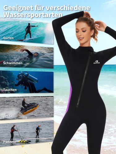 Owntop 5 mm-es női neoprén búvárruha elöl cipzárral – lila, XXL