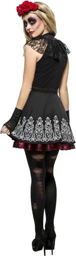 Smiffys Fever Day of the Dead női jelmez – ruhával, alsószoknyával és rózsás fejdísszel