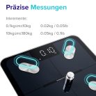 Etekcity digitális személymérleg – Bluetooth okosmérleg, testzsír- és izomtömeg-mérés, 180 kg kapacitás, app-kompatibilis, fekete, 