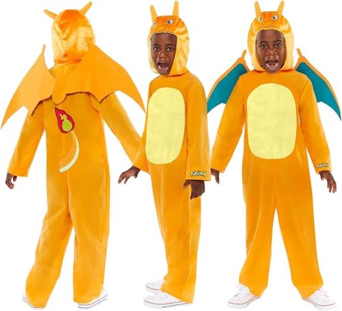 Amscan Pokémon Glurak gyerek jelmez kapucnival – hivatalosan licencelt, unisex, 6–8 éveseknek