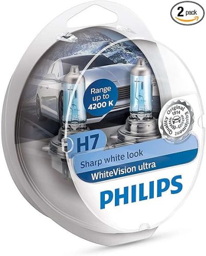 Philips WhiteVision H7 halogén fényszóró izzó – 55 W, 4200 K, fehér fény, tompított és távolsági világításhoz