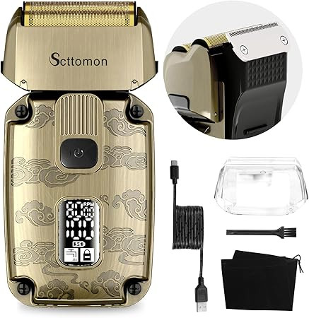 Scttomon elektromos borotva – vízálló, akkus, férfi arc- és fejborotva, haj- és szakállvágó