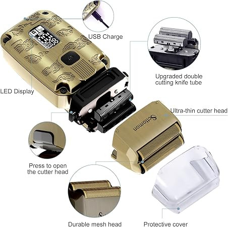 Scttomon elektromos borotva – vízálló, akkus, férfi arc- és fejborotva, haj- és szakállvágó