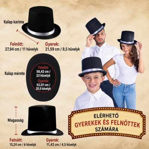 Dress Up America Fekete Cilinder Kalap