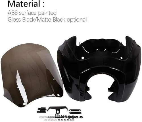 PACEWALKER 17″ magasságú Touring Sport szélvédő+burkolat szett – 5,75″ fényszórónyílással, Gloss fekete (Super Glide T‑Sport / FXDXT / FXR Long Style kompatibilitás)