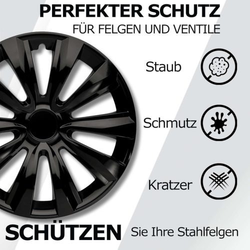 cartrend Delta kerékdísztárcsa 14 col, fekete, speciális ABS, ütésálló, 1 darab