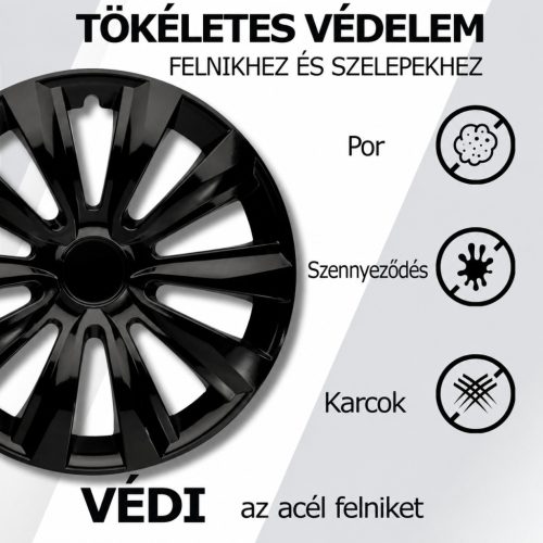 cartrend Delta kerékdísztárcsa 14 col, fekete, speciális ABS, ütésálló, 1 darab