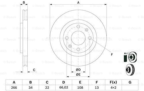 Bosch BD536 / 0 986 478 618 féktárcsa készlet (2 db) – ECE-R90 tanúsítvánnyal, első tengelyre