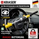 KRASER KR940B robusztus volánzár – sárga kiemeléssel, 5 jegyű kombinációs kóddal, vész‑kés törőkalapáccsal