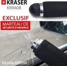 KRASER KR940B robusztus volánzár – sárga kiemeléssel, 5 jegyű kombinációs kóddal, vész‑kés törőkalapáccsal