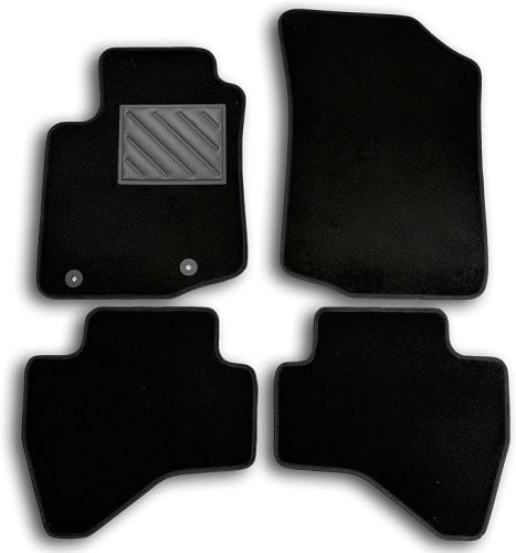 Padlószőnyeg készlet Peugeot 108 (2014–), egyedi méret, csúszásgátló, megerősített gumitalpbetéttel és rögzítő gombokkal, fekete