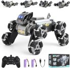 8WD Távirányítós Autó és Robotkutya – LED Világítás, Zene, 360°-os Forgás, 2,4 GHz
