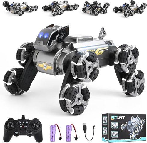 8WD Távirányítós Autó és Robotkutya – LED Világítás, Zene, 360°-os Forgás, 2,4 GHz