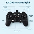 8WD Távirányítós Autó és Robotkutya – LED Világítás, Zene, 360°-os Forgás, 2,4 GHz