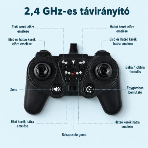 8WD Távirányítós Autó és Robotkutya – LED Világítás, Zene, 360°-os Forgás, 2,4 GHz