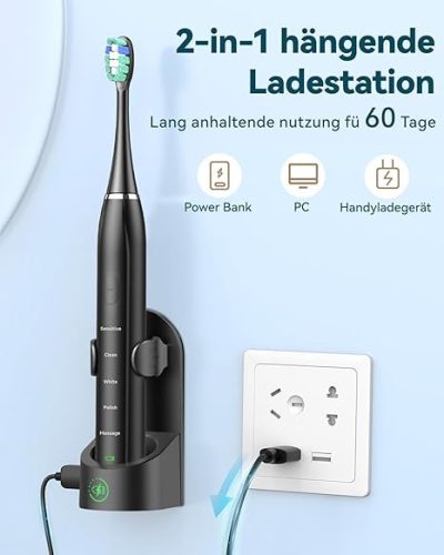 Coulax Pro szónikus elektromos fogkefe – 40000 VPM, 5 üzemmód, 8 pótfej, utazótok és töltőállomás