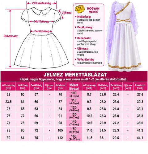 ReliBeauty Görög Istennő Jelmez Gyerekeknek – 160-as Méret