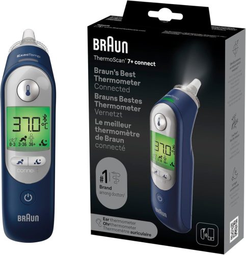 Braun ThermoScan 7+ Connect fülhőmérő – Age Precision technológiával és Family Care App kompatibilitással