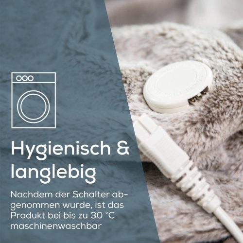 Beurer HD 75 Nordic elektromos fűthető takaró – prémium melegítőpléd szőrmés hatású kivitelben, 6 hőfokozat, 180 × 130 cm, bézs/barna