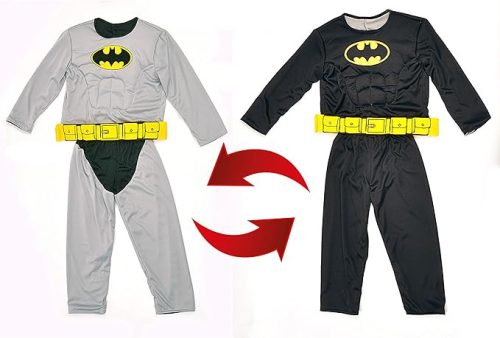 Ciao Batman Classic gyerek jelmez – hivatalos DC Comics, 5–7, 3–4 éveseknek, szürke/fekete, párnázott izmokkal