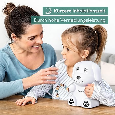 Beurer IH 24 Kids gyermek inhalátor – folyékony gyógyszerek porlasztásához, gyerekbarát design, 6 hónapos kortól, nagy teljesítményű porlasztás és gyors inhaláció, érzékeny bőrre való szilikon maszkkal