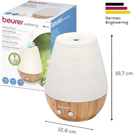 Beurer LA 40 aromadiffúzor – ultraszónikus párásító illóolajokhoz, hangulatfénnyel, fa dizájnnal