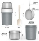JSCORES Gabonapehely és Joghurtos Pohár Kanállal – 560 ml + 310 ml – Szivárgásmentes, Útravaló Snackpohár (Morandi szürke)