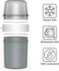 JSCORES Gabonapehely és Joghurtos Pohár Kanállal – 560 ml + 310 ml – Szivárgásmentes, Útravaló Snackpohár (Morandi szürke)