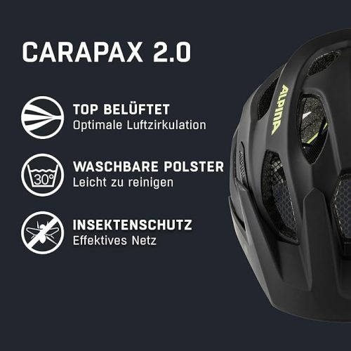 ALPINA Carapax 2.0 bukósisak matt fekete, neon sárga 52-57 cm