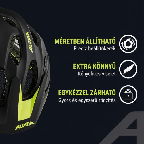 ALPINA Carapax 2.0 bukósisak matt fekete, neon sárga 52-57 cm
