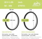 Ecovelò Unisex gyermek 2 db 20 x 1,95 (50-406) gumiabroncs + kamrák, fekete