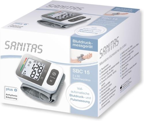 Sanitas SBC 15 csuklós vérnyomásmérő – automatikus vérnyomás- és pulzusmérés, szívritmuszavar-jelzéssel