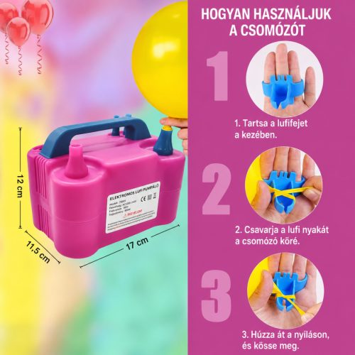 HXHWISE Elektromos Lufi Fújó – 600W-os Dupla Dúzisos Inflátor, Hordozható