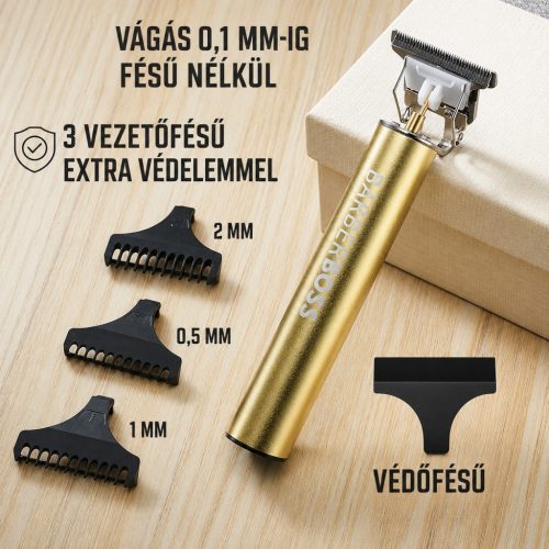 Barberboss QR-2069 arany vezeték nélküli haj- és szakállvágó készlet – precíziós trimmelővel