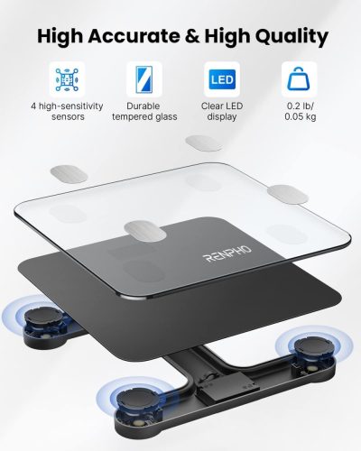 RENPHO Elis 1 Bluetooth testzsírmérleg, intelligens digitális fürdőszobai testsúlymérleg, vezeték nélküli BMI-mérleg okostelefon-alkalmazással