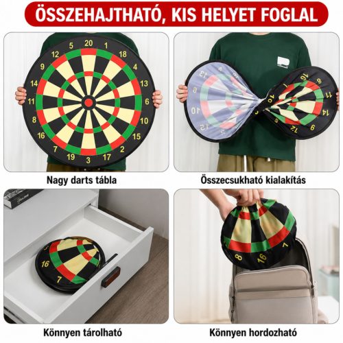 Doloowee 29" gyerek darts tábla – 74 cm, kétoldalas, 8 darts nyíllal, beltéri és kültéri játék, 3–12 éves gyerekeknek
