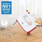 Bosch Ergomixx MFQ36300 kézi keverő angol dugvillával és EU átalakítóval, 400 watt, fehér/piros