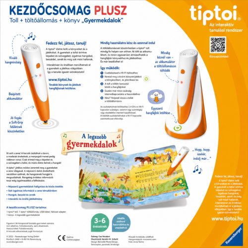 Ravensburger tiptoi Starter-Set Plus 00159 – Interaktív Toll, Gyermekdalos Könyv és Töltőállomás