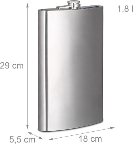  Relaxdays XXL rozsdamentes acél flaksa 1,8 literes
