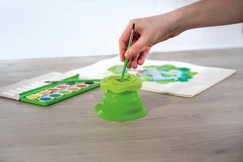 Eberhard Faber Green Winner összecsukható vízkeverő pohár – zöld, pici ecsettartóval és szívófunkcióval