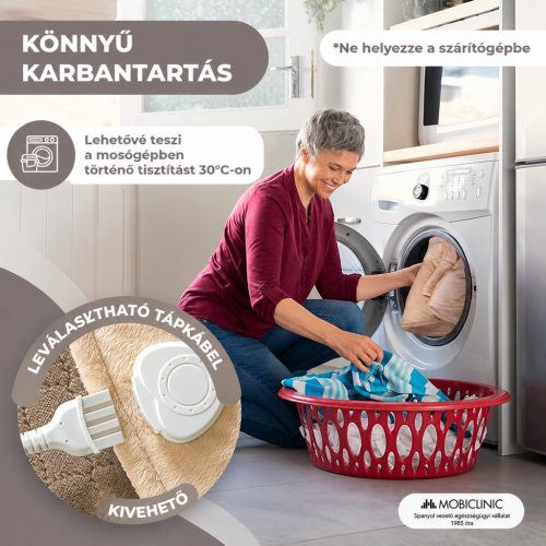 Mobiclinic Elektromos Nyak- és Vállmelegítő Párna – 100 W, 62 × 60 cm